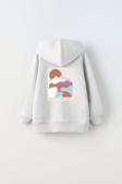 The Champ Clothing Kapüşonlu Içi Polar Climbing Adventure Baskılı Beyaz Unisex Çocuk Hoodie Sweatshirt