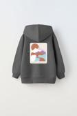 The Champ Clothing Kapüşonlu Içi Polar Climbing Adventure Baskılı Füme Unisex Çocuk Hoodie Sweatshirt