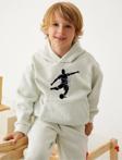 The Champ Clothing Kapüşonlu Içi Polar Futbolcu Baskılı Beyaz Unisex Çocuk Sweatshirt