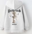 The Champ Clothing Kapüşonlu Içi Polar Problems Yazılı Heykel Baskılı Beyaz Unisex Çocuk Hoodie Sweatshirt