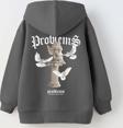 The Champ Clothing Kapüşonlu Içi Polar Problems Yazılı Heykel Baskılı Füme Unisex Çocuk Hoodie Sweatshirt