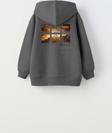 The Champ Clothing Kapüşonlu Içi Polar Dağ Baskılı Füme Unisex Çocuk Sweatshirt