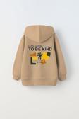 The Champ Clothing Kapüşonlu Içi Polar Let'S Choose To Be Kind Baskılı Bej Unisex Çocuk Hoodie Sweatshirt