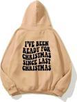 The Champ Clothing Kapüşonlu Içi Polar Christmas Yazı Baskılı Bej Unisex Sweatshirt