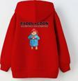 The Champ Clothing Kapüşonlu Içi Polar Paddington Yazılı Ayı Figür Baskılı Kırmızı Unisex Çocuk Hoodie Sweatshirt