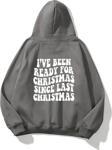 The Champ Clothing Kapüşonlu Içi Polar Christmas Yazı Baskılı Füme Unisex Sweatshirt