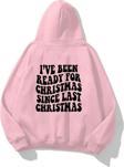 The Champ Clothing Kapüşonlu Içi Polar Christmas Yazı Baskılı Pembe Unisex Sweatshirt