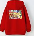The Champ Clothing Kapüşonlu Içi Polar Satranç Cartoon Baskılı Kırmızı Unisex Çocuk Hoodie Sweatshirt