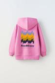 The Champ Clothing Kapüşonlu Içi Polar Rise And Enjoy Baskılı Pembe Unisex Çocuk Hoodie Sweatshirt