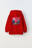 The Champ Clothing Kapüşonlu Içi Polar Satranç Baskılı Kırmızı Unisex Çocuk Hoodie Sweatshirt