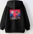 The Champ Clothing Kapüşonlu Içi Polar Satranç Baskı Siyah Unisex Çocuk Hoodie Sweatshirt