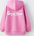 The Champ Clothing Kapüşonlu Içi Polar Great View Yazı Baskılı Pembe Unisex Çocuk Hoodie Sweatshirt