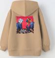 The Champ Clothing Kapüşonlu Içi Polar Satranç Baskılı Bej Unisex Çocuk Hoodie Sweatshirt