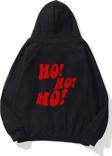 The Champ Clothing Kapüşonlu Içi Polar Ho! Ho! Ho! Christmas Yazı Baskılı Siyah Unisex Sweatshirt