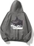 The Champ Clothing Kapüşonlu Içi Polar The Champ Dağ Baskılı Füme Unisex Hoodie Sweatshirt