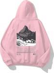 The Champ Clothing Kapüşonlu İçi Polar The Champ Dağ Baskılı Pembe Unisex Sweatshirt