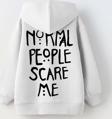 The Champ Clothing Kapüşonlu Içi Polar Normal People Scare Me Baskılı Beyaz Unisex Çocuk Hoodie Sweatshirt