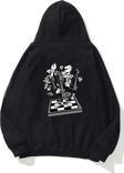 The Champ Clothing Kapüşonlu Içi Polar Satranç Think Baskılı Siyah Unisex Oversize Hoodie Sweatshirt