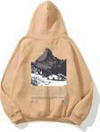 The Champ Clothing Kapüşonlu Içi Polar The Champ Dağ Baskılı Bej Unisex Hoodie Sweatshirt