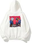 The Champ Clothing Kapüşonlu Içi Polar Satranç Baskılı Beyaz Unisex Oversize Hoodie Sweatshirt