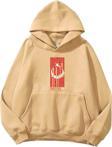 The Champ Clothing Kapüşonlu Içi Polar Türk Bayrağı Baskılı Bej Unisex Sweatshirt