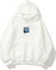 The Champ Clothing Kapüşonlu Içi Polar Starry Night Baskılı Beyaz Unisex Oversize Hoodie Sweatshirt