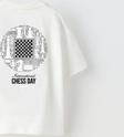 The Champ Clothing International Chess Day Yazılı Satranç Tasarım Baskılı Beyaz Çocuk T-Shirt