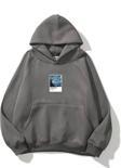 The Champ Clothing Kapüşonlu Içi Polar Starry Night Baskılı Füme Unisex Oversize Hoodie Sweatshirt