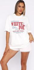 The Champ Clothing White Fox Beyaz Kadın Capsule 09 Rodeo Crew Yazılı Bisiklet Yaka T-Shirt