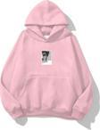 The Champ Clothing Kapüşonlu Içi Polar David Baskılı Pembe Unisex Oversize Hoodie Sweatshirt