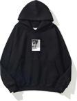 The Champ Clothing Kapüşonlu Içi Polar David Baskılı Siyah Unisex Oversize Hoodie Sweatshirt