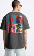 The Champ Clothing Bisiklet Yaka Afraid Of Real World Baskılı Füme Oversize Erkek T-Shirt