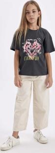The Champ Clothing Extra Fun Yazılı Alevli Kalp Tasarım Baskılı Gri Çocuk T-Shirt
