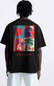 The Champ Clothing Bisiklet Yaka Afraid Of Real World Baskılı Siyah Oversize Erkek T-Shirt