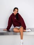 The Champ Clothing Bordo Unisex Yüksek Baskılı Kapüşonlu Kanguru Cepli Oversize Hoodie