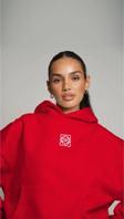 The Champ Clothing Kırmızı Unisex Yüksek Baskılı Kapüşonlu Kanguru Cepli Oversize Hoodie