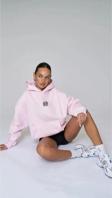 The Champ Clothing Pembe Unisex Yüksek Baskılı Kapüşonlu Kanguru Cepli Oversize Hoodie