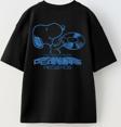 The Champ Clothing The Champ Peanuts Records Baskılı Siyah Erkek Çocuk T-Shirt