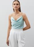 Zincir Askılı Saten Bluz - Mint