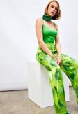 İp Askılı Saten Crop Bluz - Açık Yeşil
