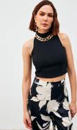 Zincir Aksesuarlı Crop Bluz - Siyah