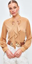 Fular Detaylı Salaş Bluz - Camel