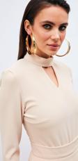 Sırt Detaylı Bodysuit Bluz - Bej