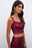 Payetli Crop Bluz - Bordo