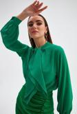 Fular Detaylı Salaş Bluz - Yeşil