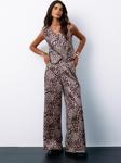 Leopar Desenli Saten Pantolon - Vizon
