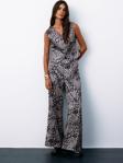 Leopar Desenli Saten Pantolon - Gri