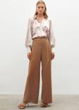 Zincirli Saten Krep Pantolon - Camel