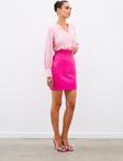 V Yaka Saten Bluz - Pembe