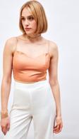 İp Askılı Saten Crop Bluz - Somon